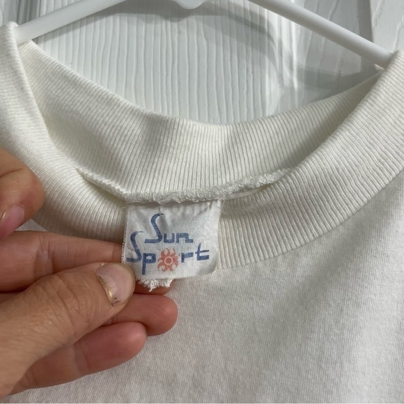 VTG | Vintage Metallic Cancun Mexico Sailboat Mock Neck Graphic Tee Shirt | XL - Picture 4 of 8